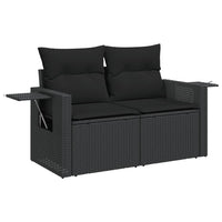 Divano da Giardino con Cuscini a 2 Posti Nero in Polyrattan 365990