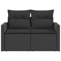 Divano da Giardino con Cuscini a 2 Posti Nero in Polyrattan 365990