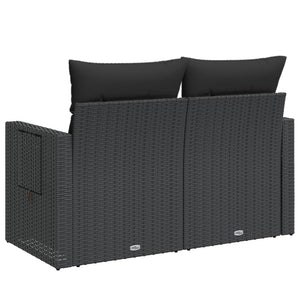 Divano da Giardino con Cuscini a 2 Posti Nero in Polyrattan 365990