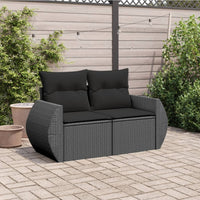 Divano da Giardino con Cuscini a 2 Posti Nero in Polyrattan 365991