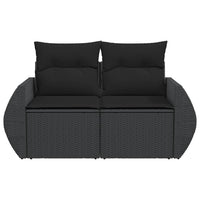 Divano da Giardino con Cuscini a 2 Posti Nero in Polyrattan 365991