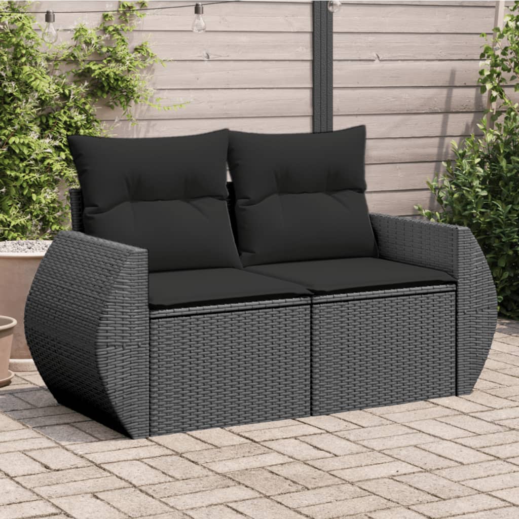 Divano da Giardino con Cuscini a 2 Posti Nero in Polyrattancod mxl 111711