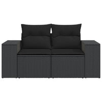 Divano da Giardino con Cuscini a 2 Posti Nero in Polyrattan 365992