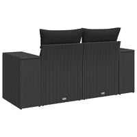 Divano da Giardino con Cuscini a 2 Posti Nero in Polyrattan 365992