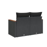 Divano da Giardino con Cuscini a 2 Posti Nero in Polyrattan 365993