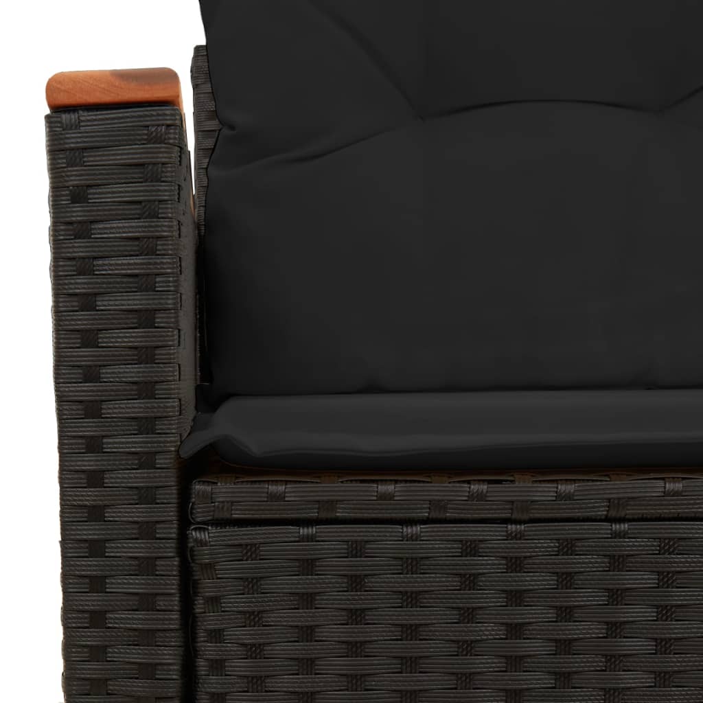 Divano da Giardino con Cuscini a 2 Posti Nero in Polyrattan 365993