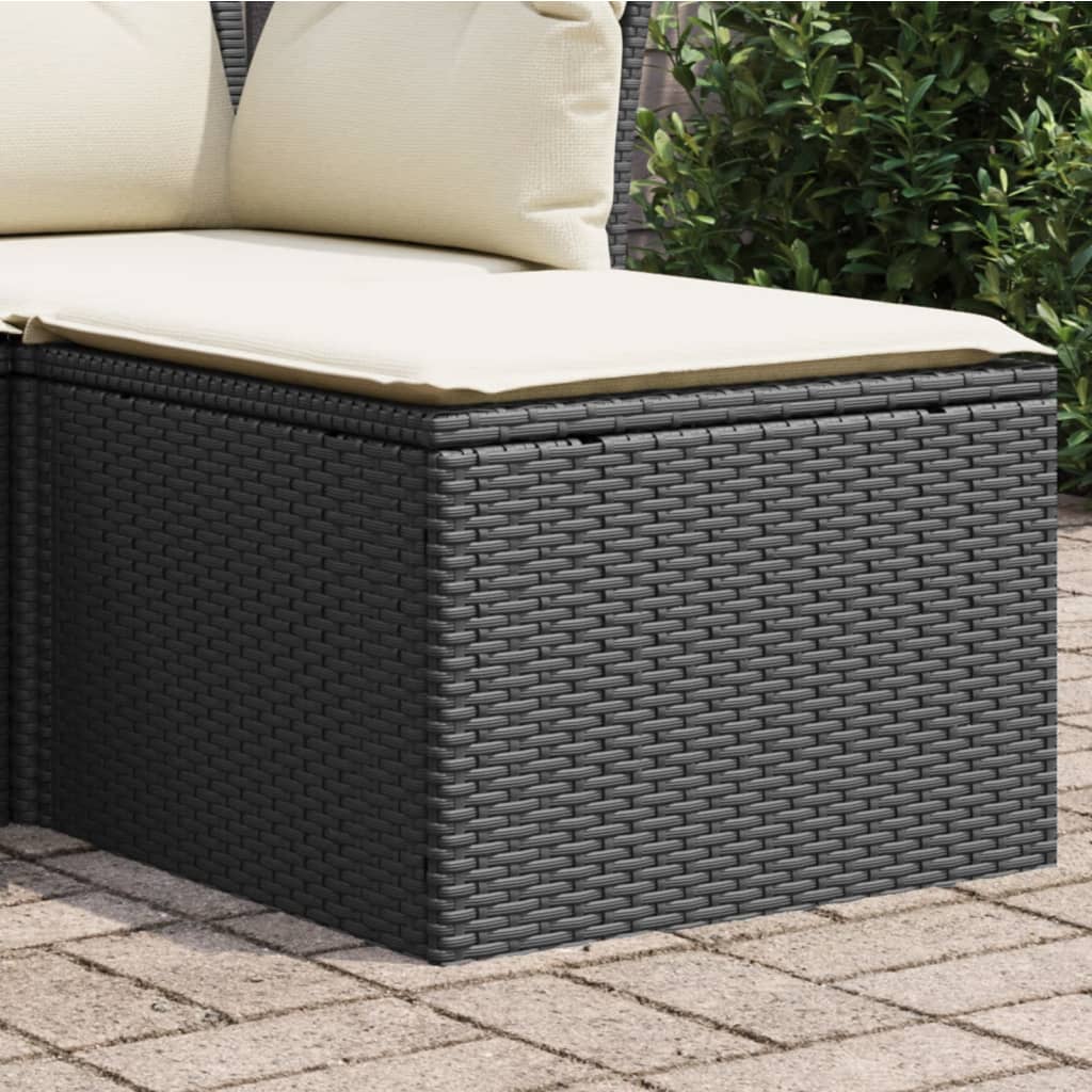 Sgabello Giardino con Cuscino Nero 55x55x37 cm in Polyrattan 366001