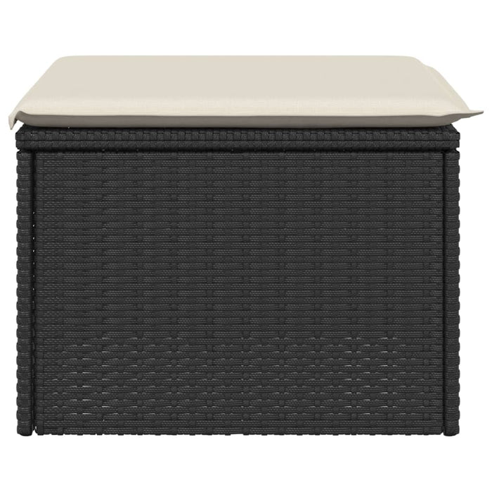 Sgabello Giardino con Cuscino Nero 55x55x37 cm in Polyrattan 366002