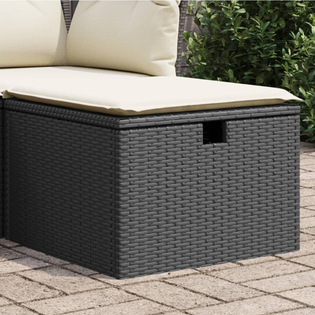 Sgabello Giardino con Cuscino Nero 55x55x37 cm in Polyrattan 366002