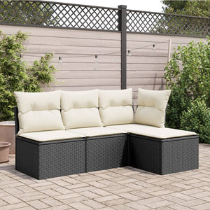 Sgabello Giardino con Cuscino Nero 55x55x37 cm in Polyrattan 366003