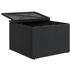 Sgabello Giardino con Cuscino Nero 55x55x37 cm in Polyrattan 366003