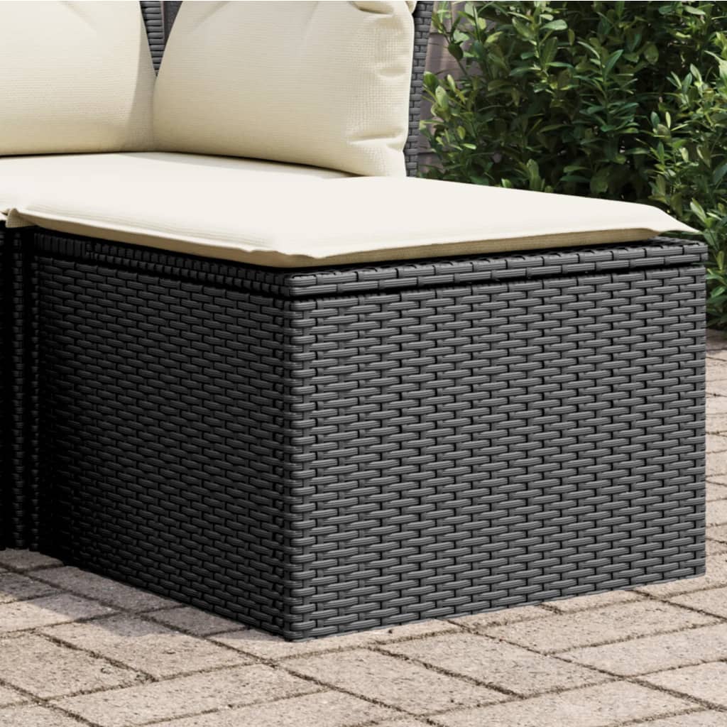 Sgabello Giardino con Cuscino Nero 55x55x37 cm in Polyrattan 366003