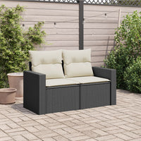 Divano da Giardino con Cuscini a 2 Posti Nero in Polyrattan 366004