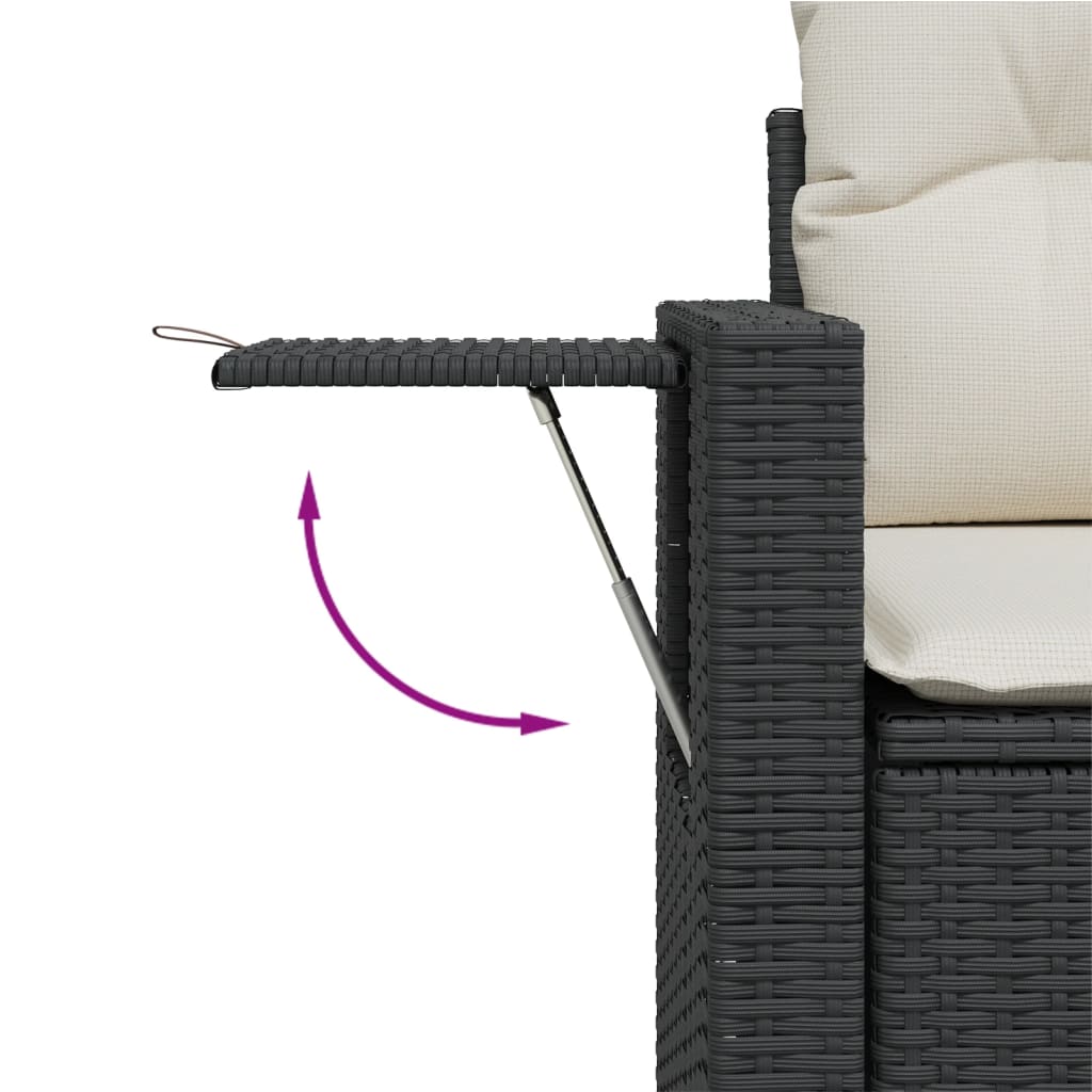 Divano da Giardino con Cuscini a 2 Posti Nero in Polyrattan 366005