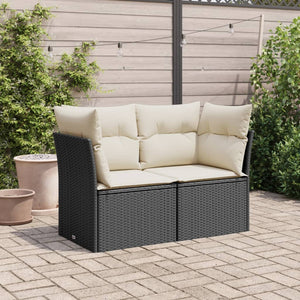 Divano da Giardino con Cuscini a 2 Posti Nero in Polyrattan 366013