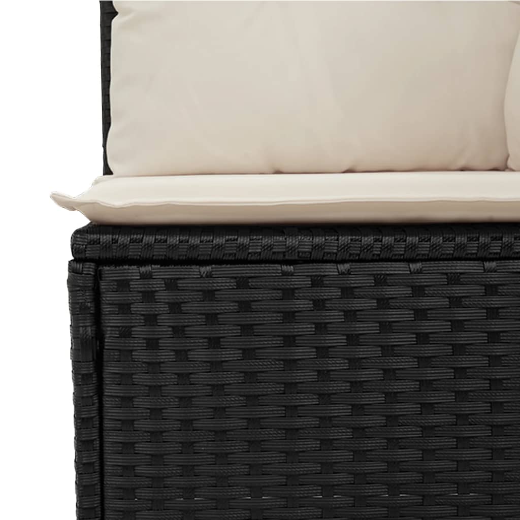 Divano da Giardino con Cuscini a 2 Posti Nero in Polyrattan 366013