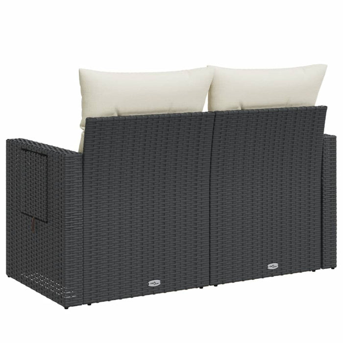 Divano da Giardino con Cuscini a 2 Posti Nero in Polyrattan 366017