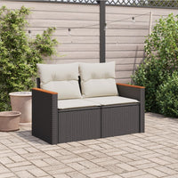 Divano da Giardino con Cuscini a 2 Posti Nero in Polyrattan 366020