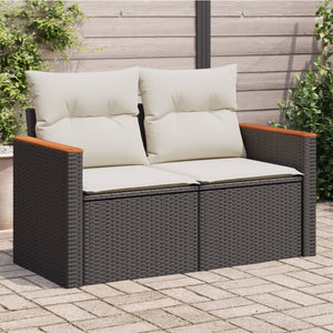 Divano da Giardino con Cuscini a 2 Posti Nero in Polyrattan 366020