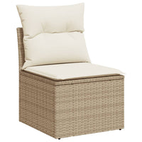 Divano Giardino Senza Braccioli con Cuscini Beige in Polyrattan 366050