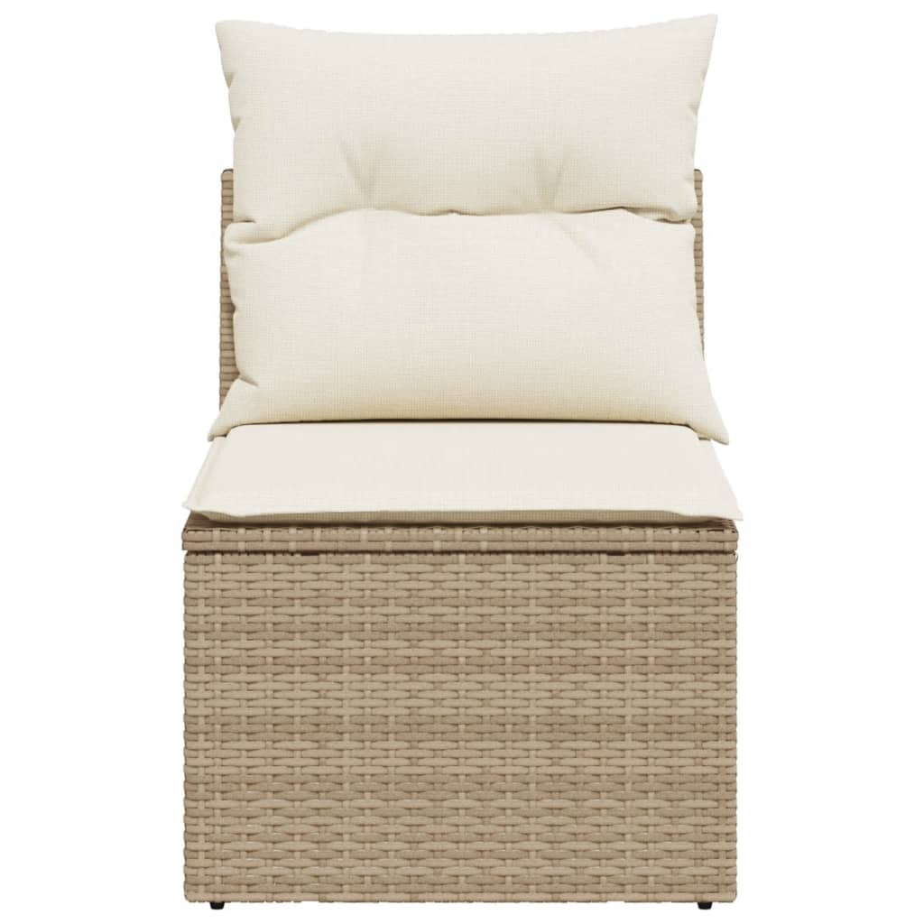 Divano Giardino Senza Braccioli con Cuscini Beige in Polyrattan 366050