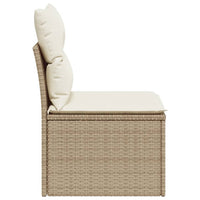 Divano Giardino Senza Braccioli con Cuscini Beige in Polyrattan 366050