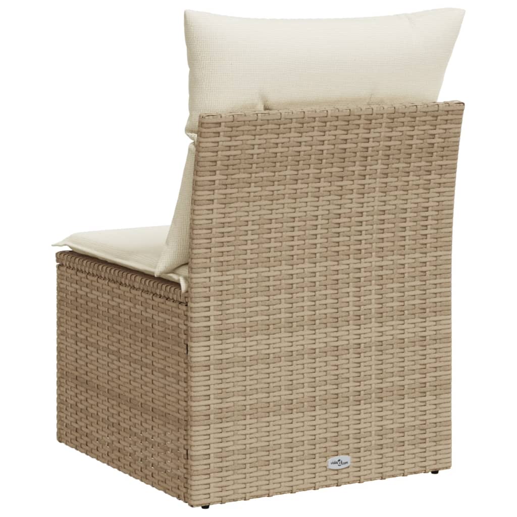 Divano Giardino Senza Braccioli con Cuscini Beige in Polyrattan 366050