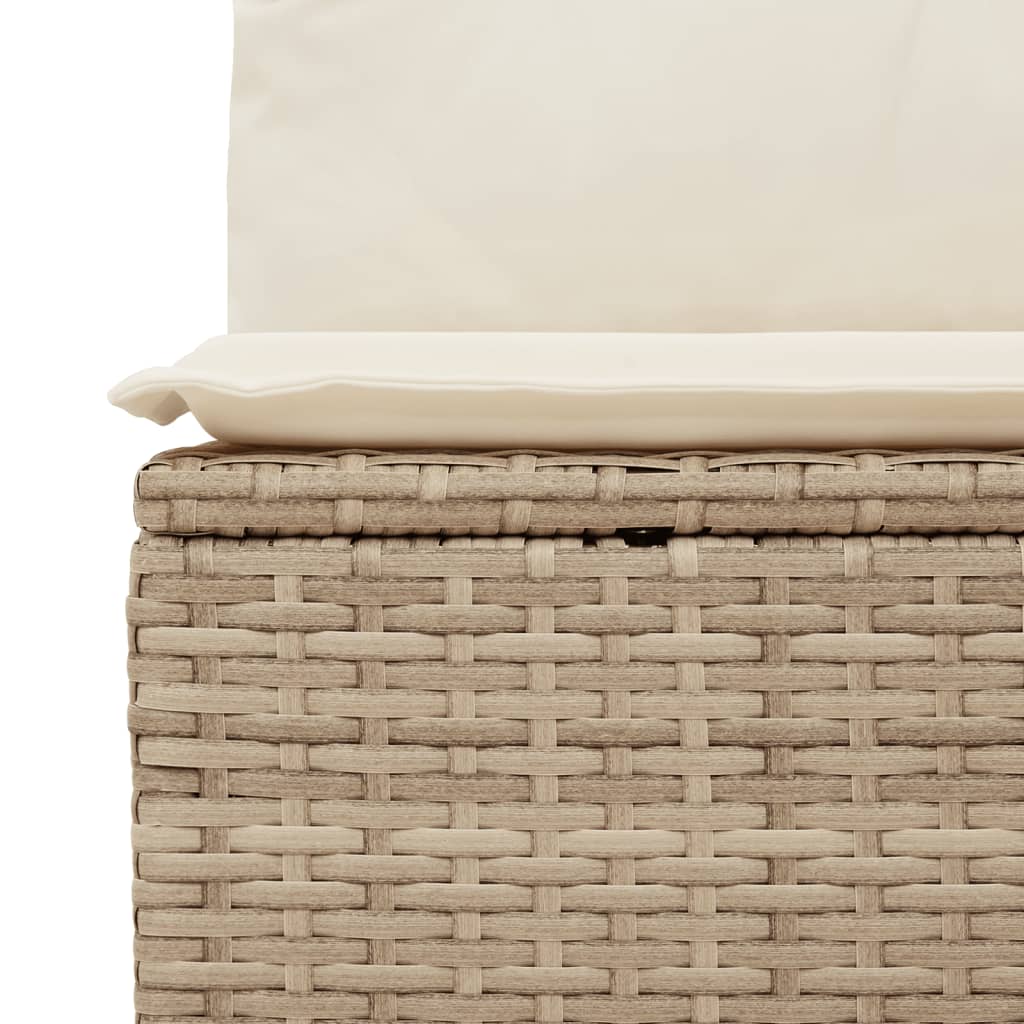 Divano Giardino Senza Braccioli con Cuscini Beige in Polyrattan 366050