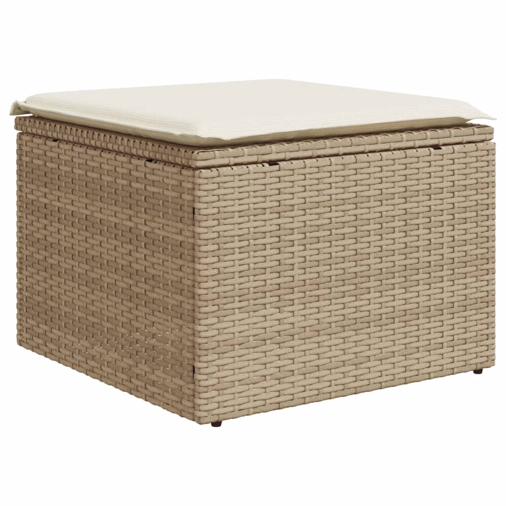 Sgabello Giardino con Cuscino Beige 55x55x37 cm in Polyrattancod mxl 111098