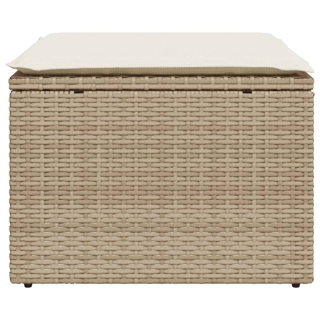 Sgabello Giardino con Cuscino Beige 55x55x37 cm in Polyrattan 366055