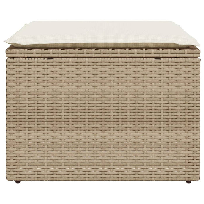 Sgabello Giardino con Cuscino Beige 55x55x37 cm in Polyrattan 366055