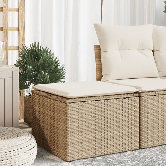 Sgabello Giardino con Cuscino Beige 55x55x37 cm in Polyrattancod mxl 111098