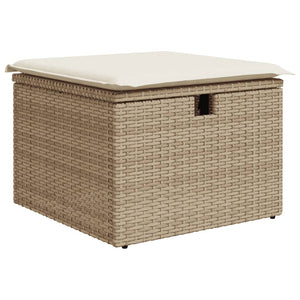 Sgabello Giardino con Cuscino Beige 55x55x37 cm in Polyrattan 366056