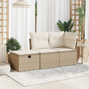 Sgabello Giardino con Cuscino Beige 55x55x37 cm in Polyrattan 366056