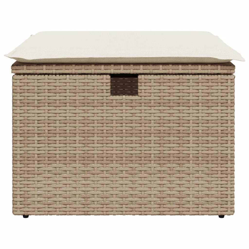 Sgabello Giardino con Cuscino Beige 55x55x37 cm in Polyrattan 366056