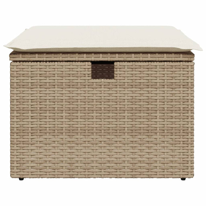 Sgabello Giardino con Cuscino Beige 55x55x37 cm in Polyrattan 366056