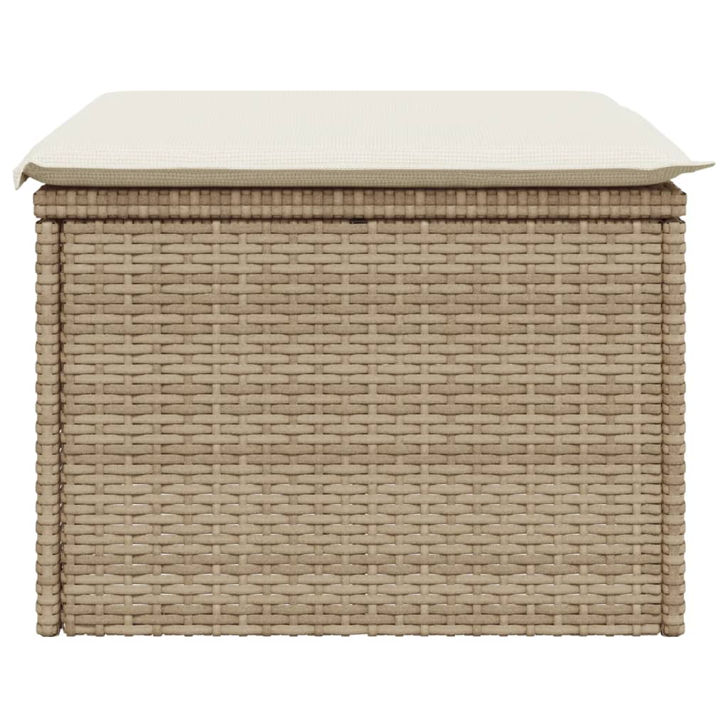 Sgabello Giardino con Cuscino Beige 55x55x37 cm in Polyrattan 366056