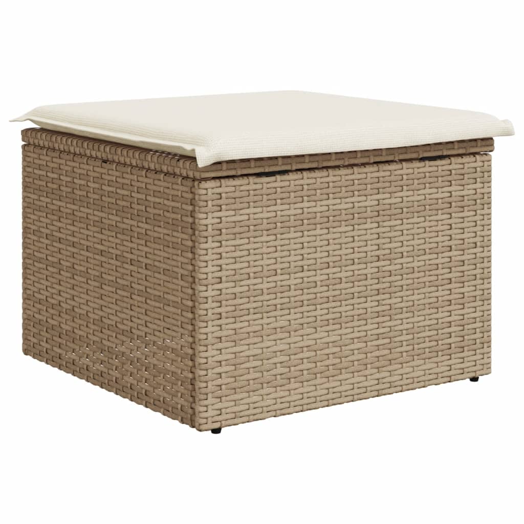 Sgabello Giardino con Cuscino Beige 55x55x37 cm in Polyrattan 366056