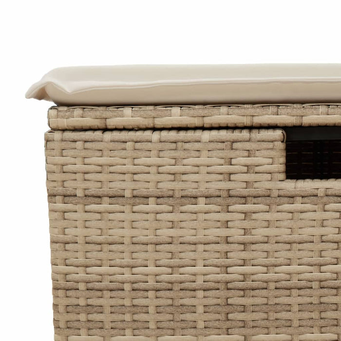 Sgabello Giardino con Cuscino Beige 55x55x37 cm in Polyrattan 366056