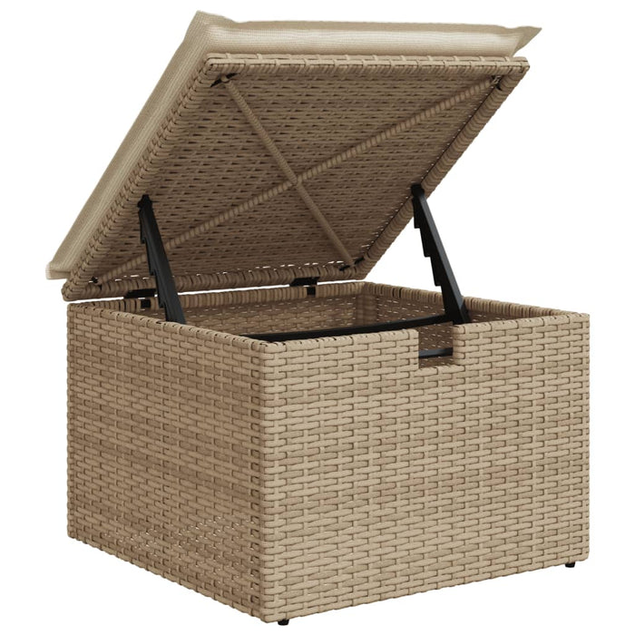 Sgabello Giardino con Cuscino Beige 55x55x37 cm in Polyrattan 366056