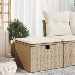 Sgabello Giardino con Cuscino Beige 55x55x37 cm in Polyrattan 366056