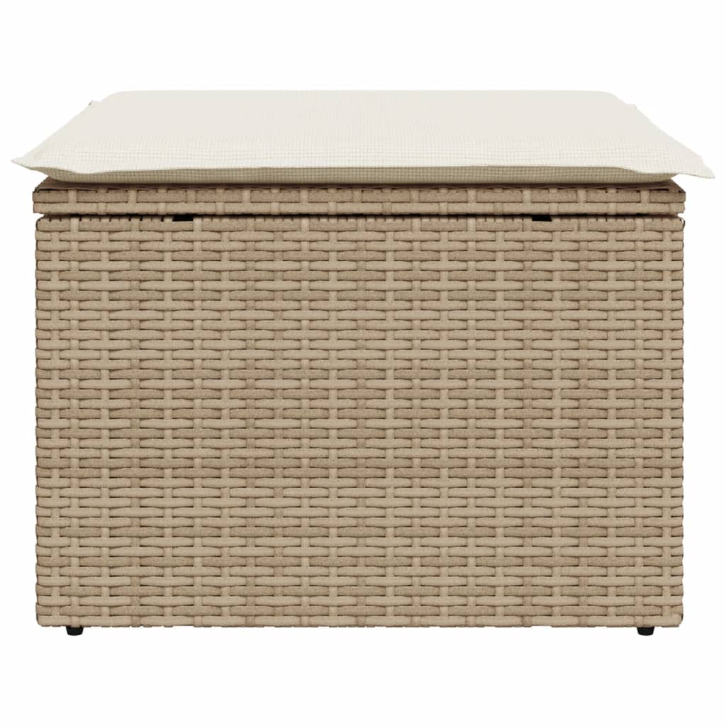 Sgabello Giardino con Cuscino Beige 55x55x37 cm in Polyrattan 366057