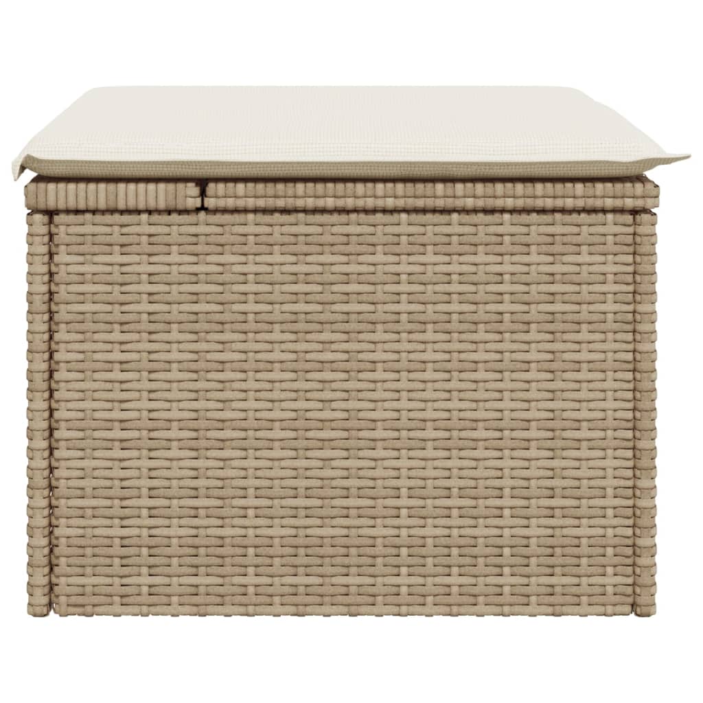 Sgabello Giardino con Cuscino Beige 55x55x37 cm in Polyrattan 366057