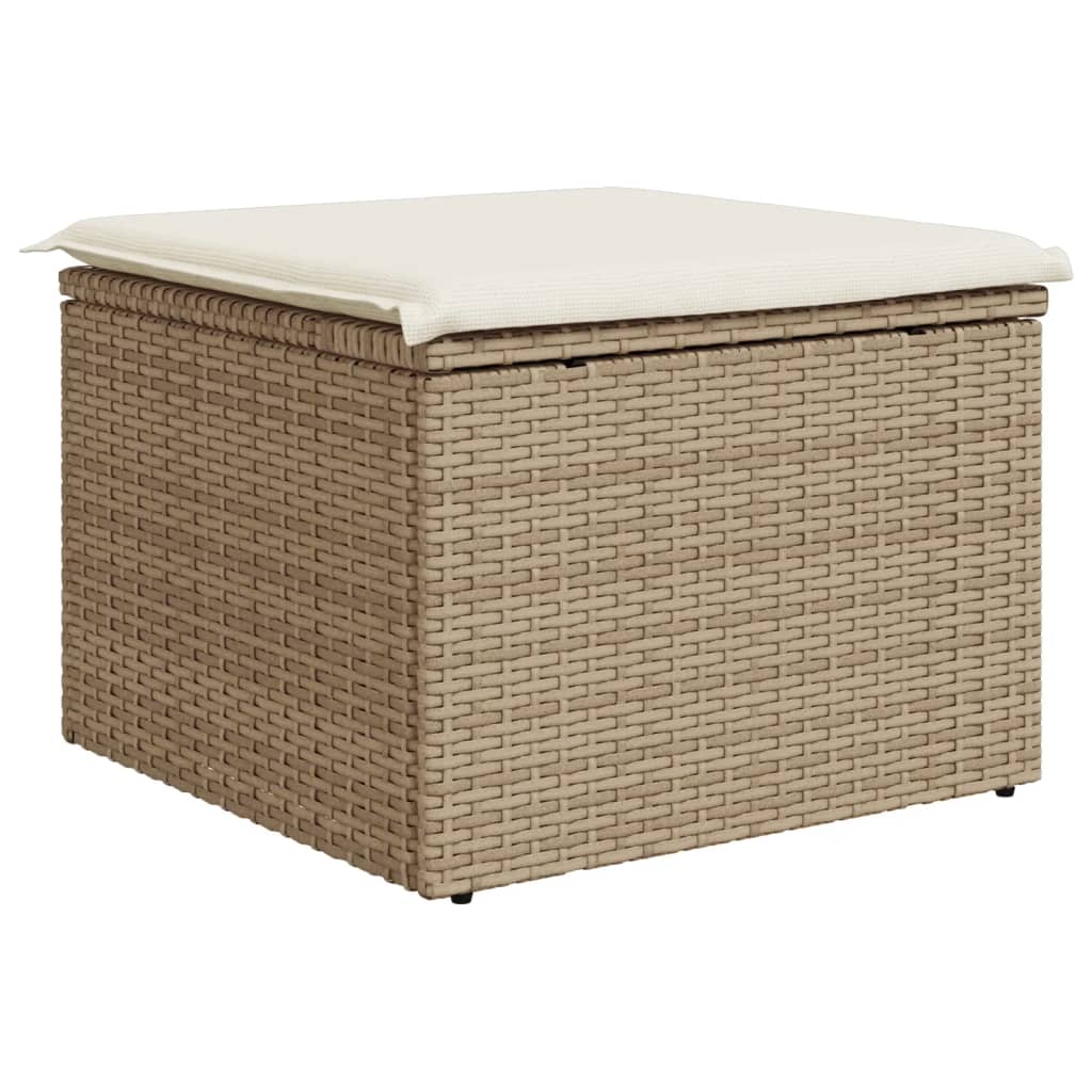 Sgabello Giardino con Cuscino Beige 55x55x37 cm in Polyrattan 366057