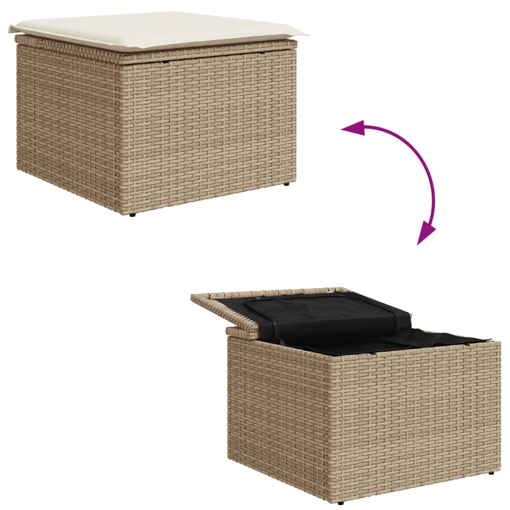 Sgabello Giardino con Cuscino Beige 55x55x37 cm in Polyrattan 366057