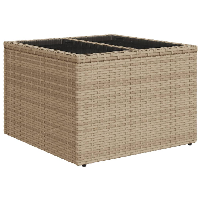 Tavolo da Giardino Piano in Vetro Beige 55x55x37 cm Polyrattan 366058