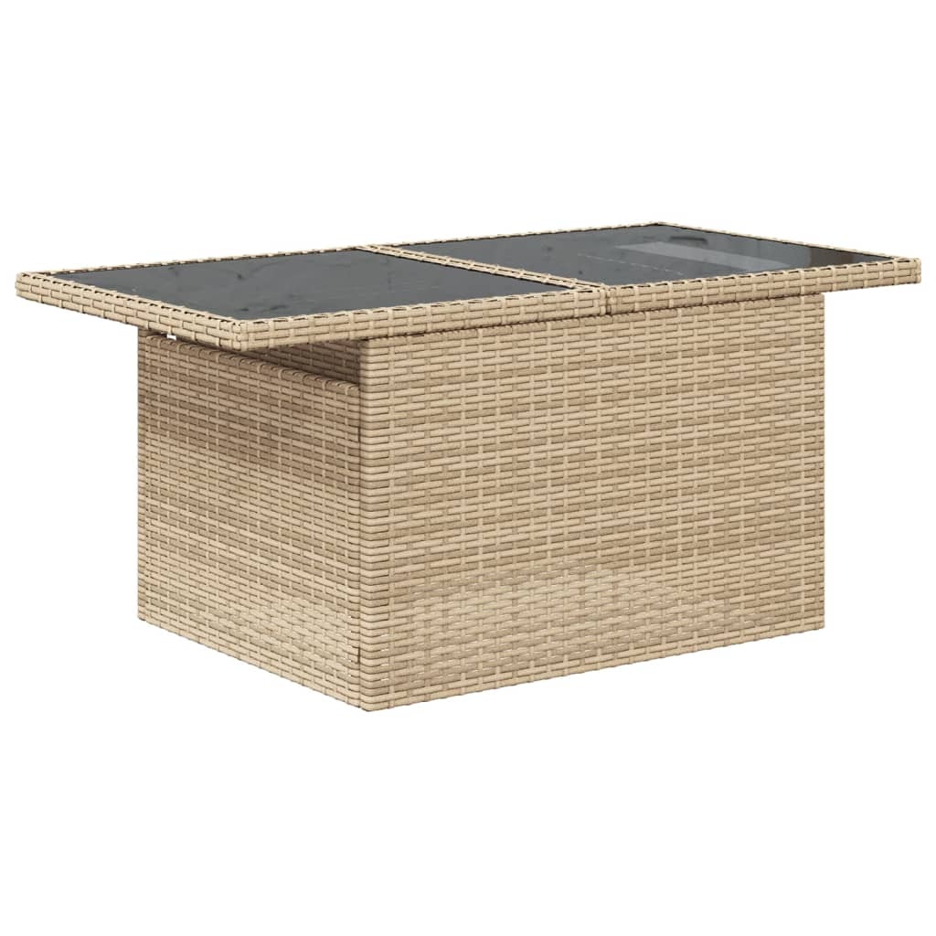 Tavolo da Giardino Piano in Vetro Beige 100x55x73 cm Polyrattan 366059