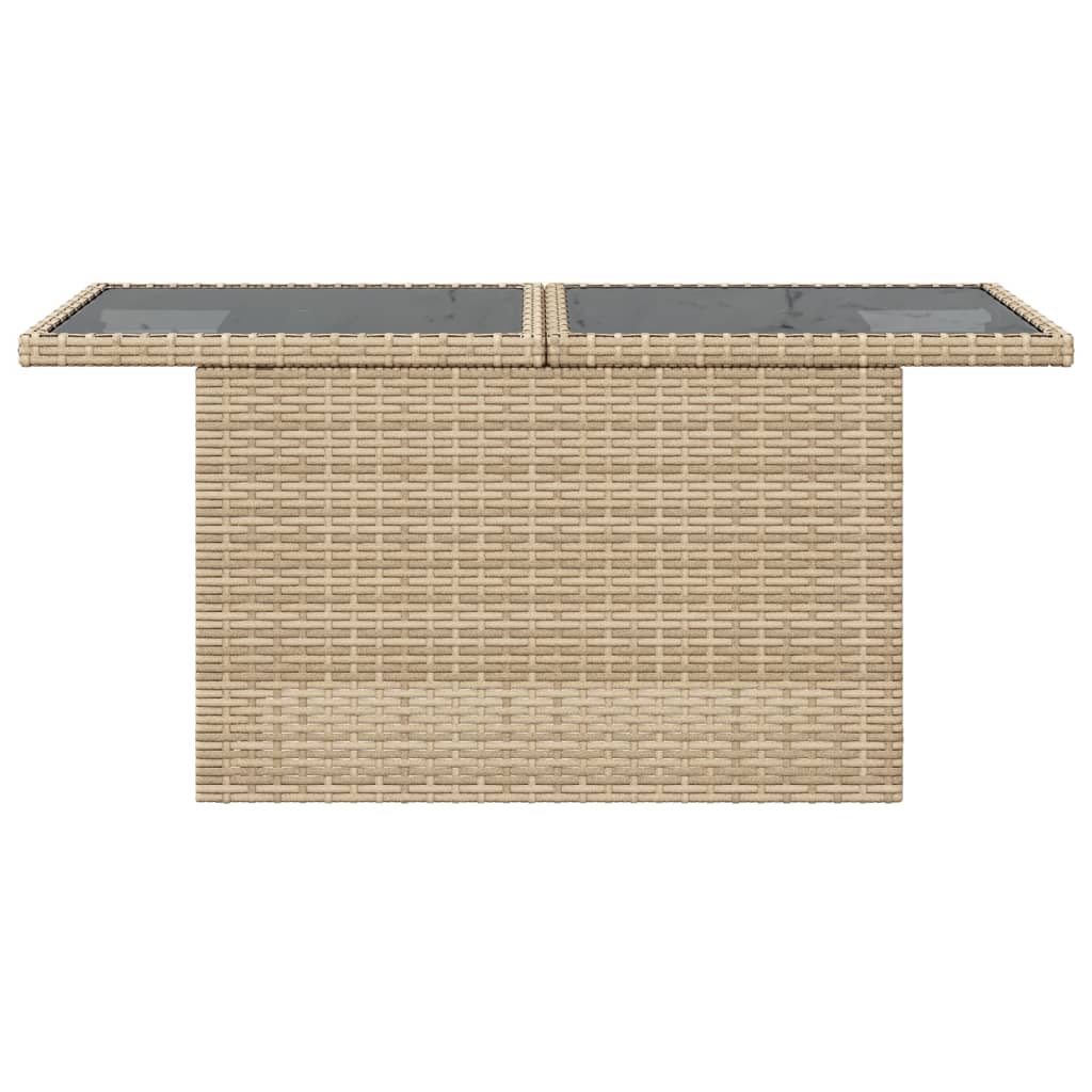 Tavolo da Giardino Piano in Vetro Beige 100x55x73 cm Polyrattan 366059