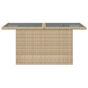 Tavolo da Giardino Piano in Vetro Beige 100x55x73 cm Polyrattan 366059