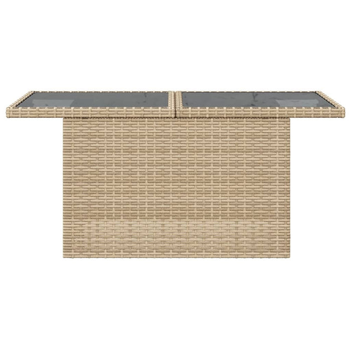 Tavolo da Giardino Piano in Vetro Beige 100x55x73 cm Polyrattan 366059